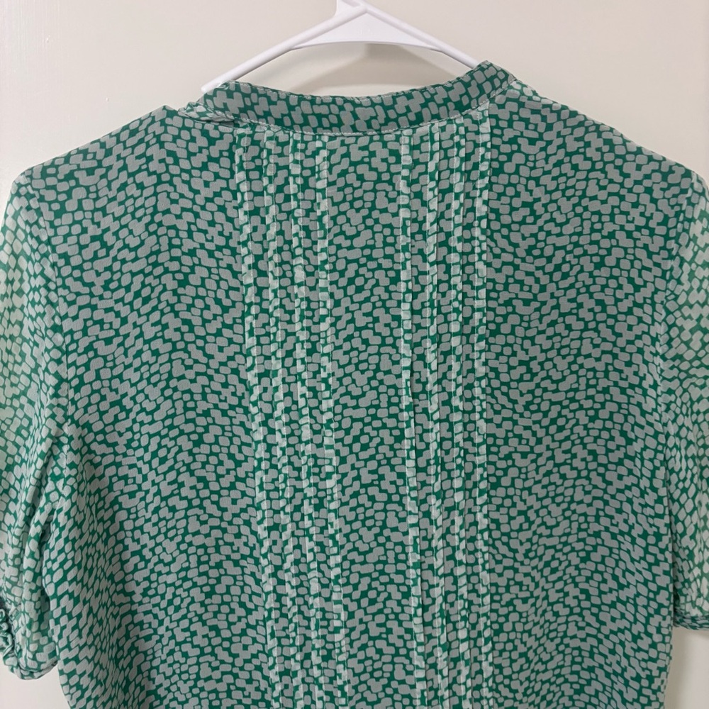 Pendleton Silk Green White Patterned Pintuck Blou… - image 7